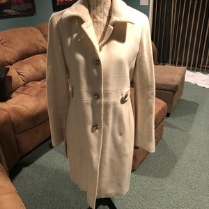 Calvin Klein, Cream coat, size 8, silver buttons